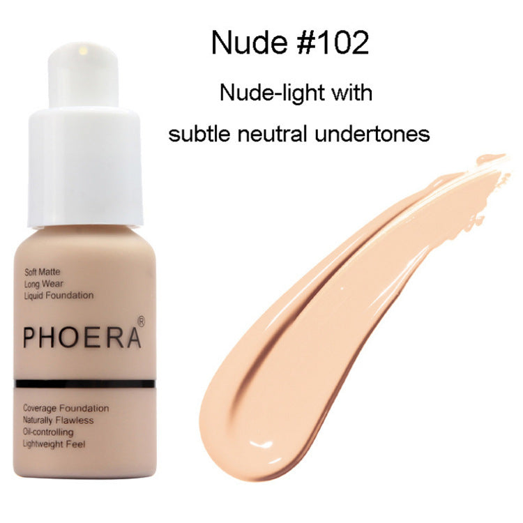 Phoera Explosive Press Type Oil Control Natural Color Matte Concealer Foundation Cream