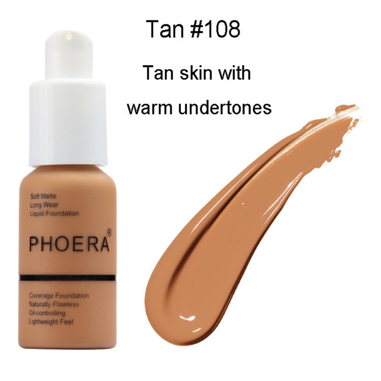 Phoera Explosive Press Type Oil Control Natural Color Matte Concealer Foundation Cream