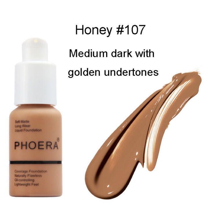 Phoera Explosive Press Type Oil Control Natural Color Matte Concealer Foundation Cream