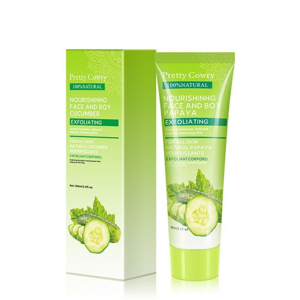 Pretty Cowry Cucumber Coconut Papaya Facial Exfoliating Gel Cream 100ml Body Cleansing