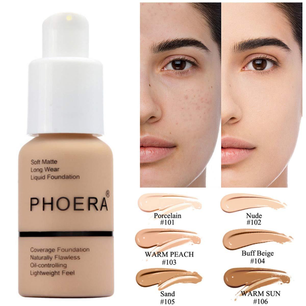 Phoera Explosive Press Type Oil Control Natural Color Matte Concealer Foundation Cream