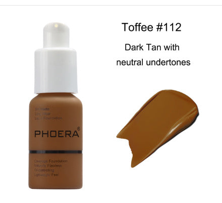 Phoera Explosive Press Type Oil Control Natural Color Matte Concealer Foundation Cream