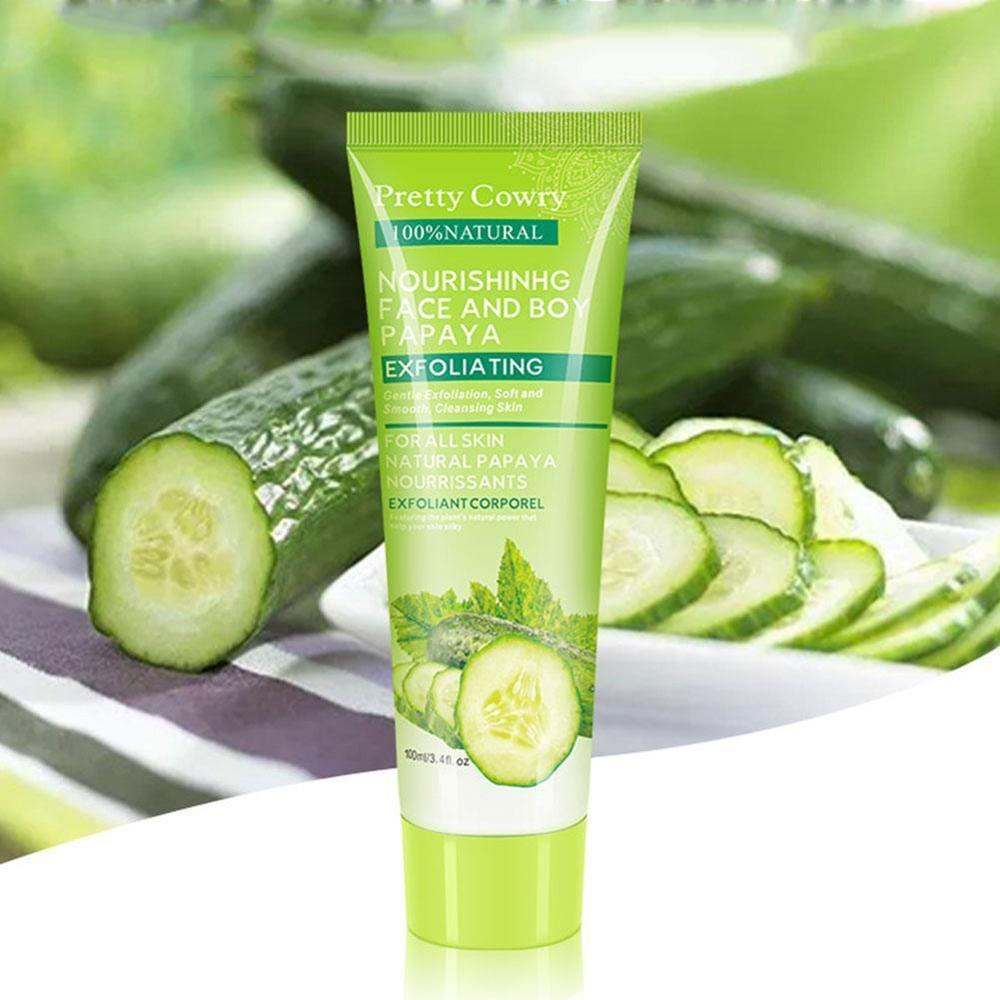 Pretty Cowry Cucumber Coconut Papaya Facial Exfoliating Gel Cream 100ml Body Cleansing