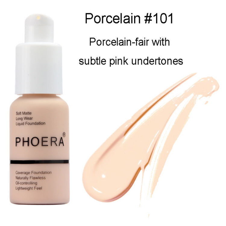 Phoera Explosive Press Type Oil Control Natural Color Matte Concealer Foundation Cream