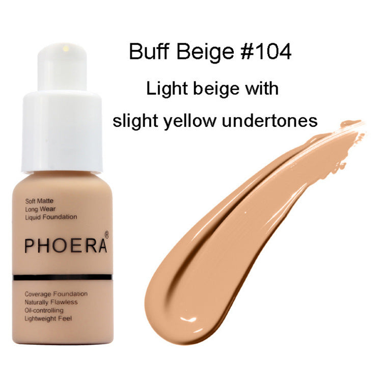 Phoera Explosive Press Type Oil Control Natural Color Matte Concealer Foundation Cream