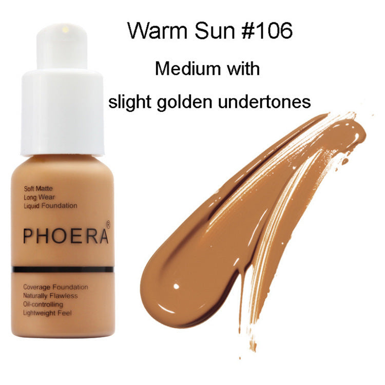 Phoera Explosive Press Type Oil Control Natural Color Matte Concealer Foundation Cream