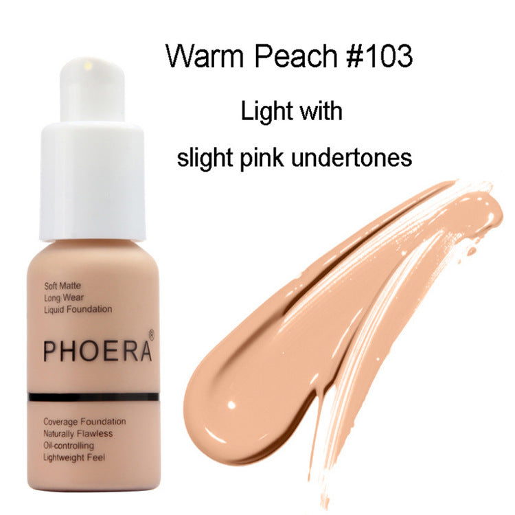 Phoera Explosive Press Type Oil Control Natural Color Matte Concealer Foundation Cream