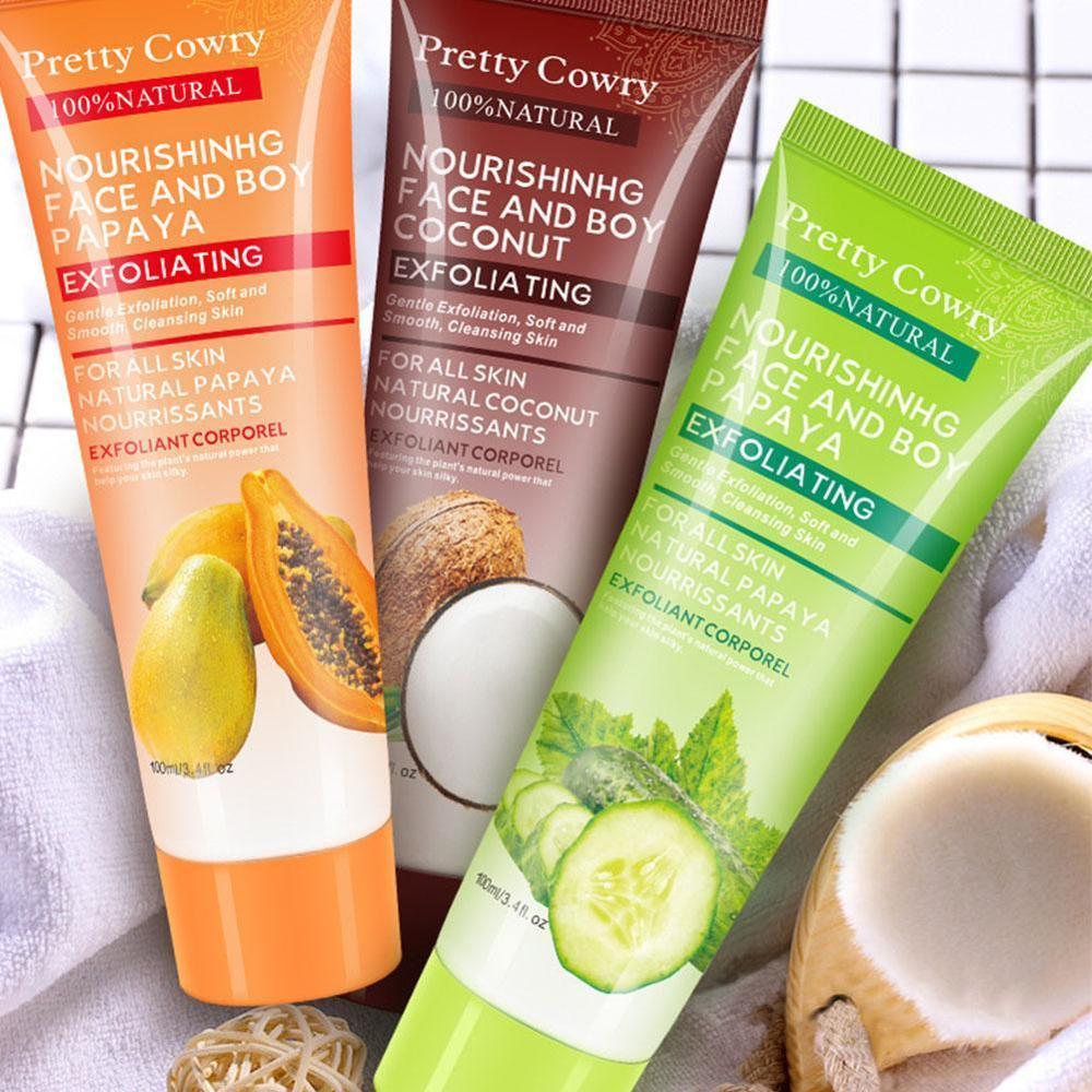 Pretty Cowry Cucumber Coconut Papaya Facial Exfoliating Gel Cream 100ml Body Cleansing