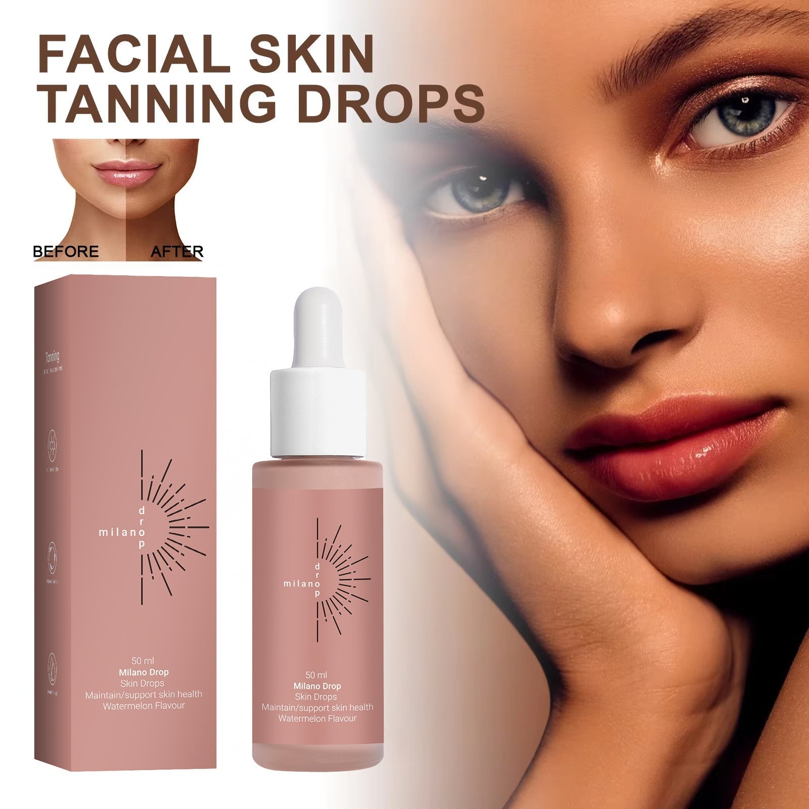 Milano Drop Tanning Face Serum Face Body Tanning Bed Outdoor Fine Line Repair Skin Serum Dark Bronzer Self Tanning Serum Drops