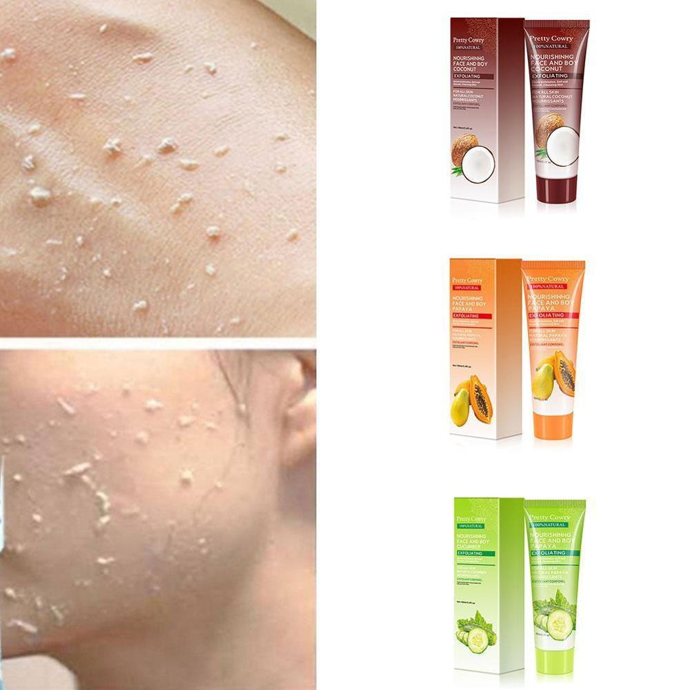 Pretty Cowry Cucumber Coconut Papaya Facial Exfoliating Gel Cream 100ml Body Cleansing